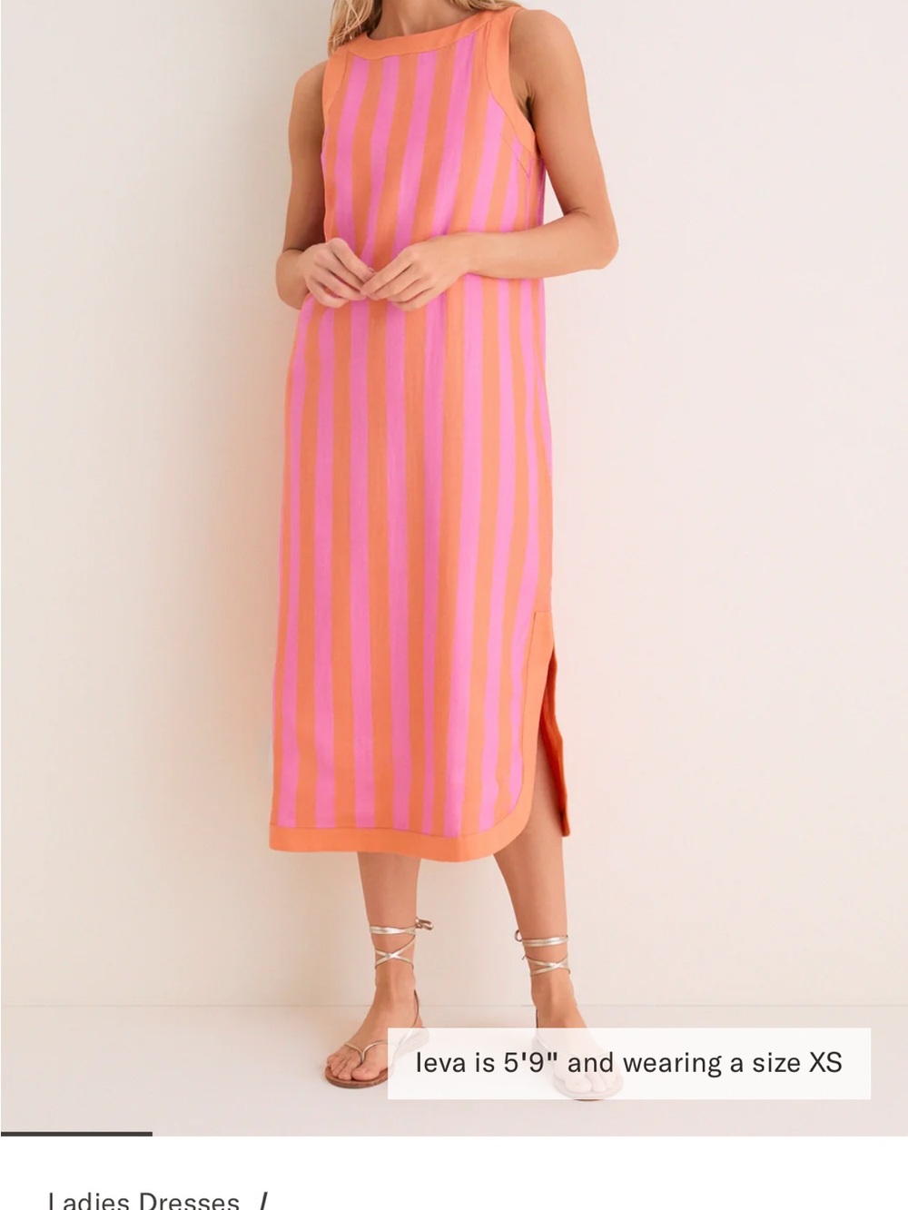 Tuckernuck Sleeveless Pink and Orange Striped Midi Dress